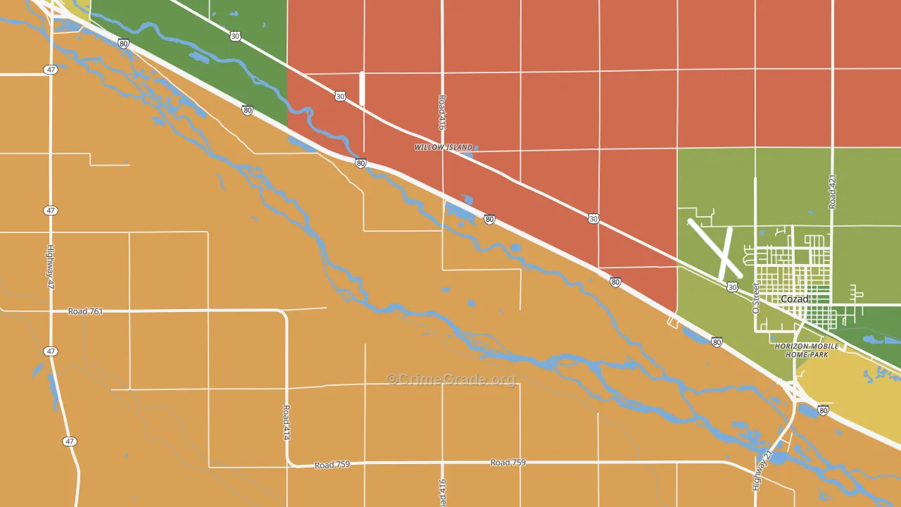 Willow Island, NE Map of Vehicle Theft Rates