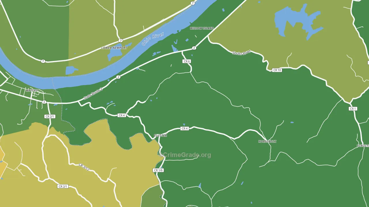 Willow Island, WV Map of Vehicle Theft Rates