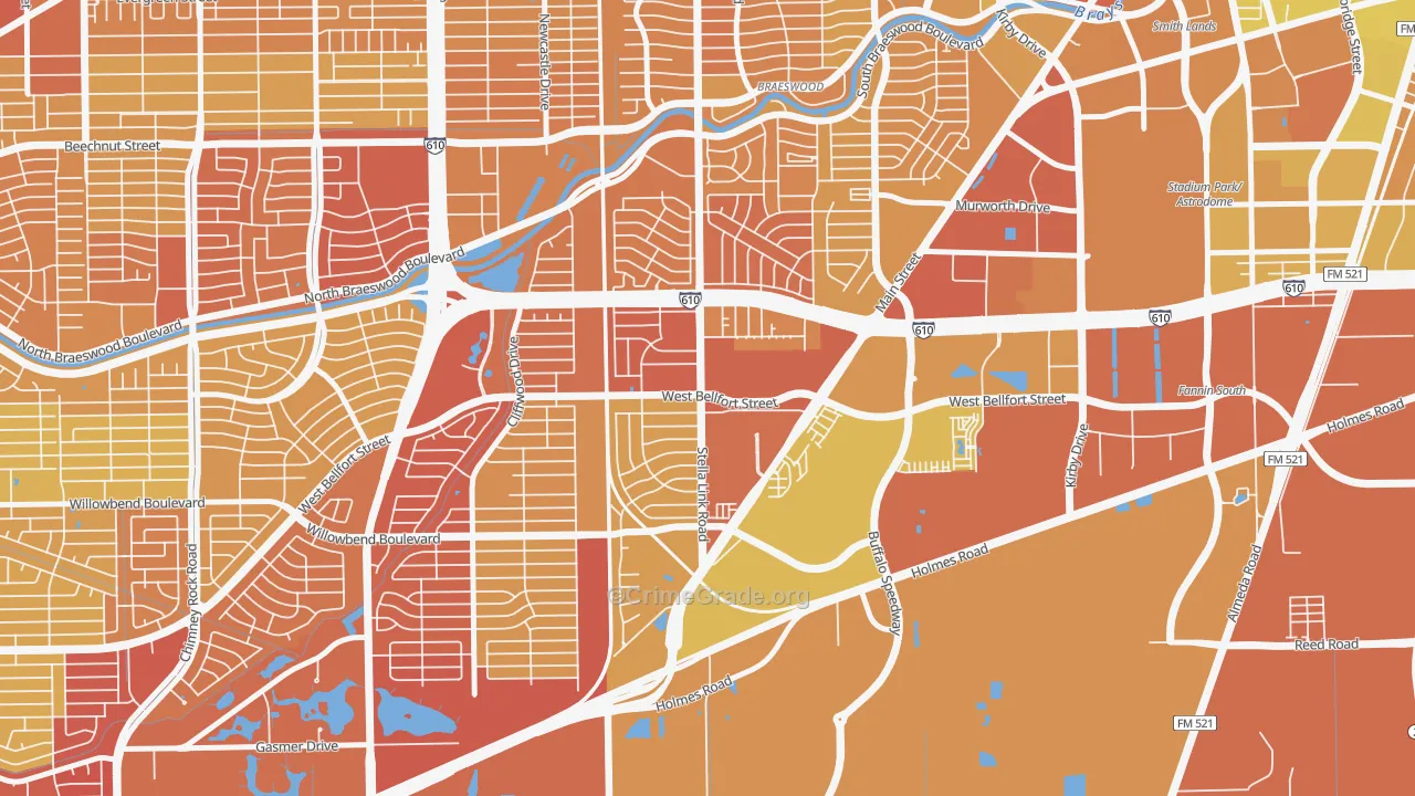 Willow Meadows-Willowbend Area, Houston, TX Map of Vehicle Theft Rates