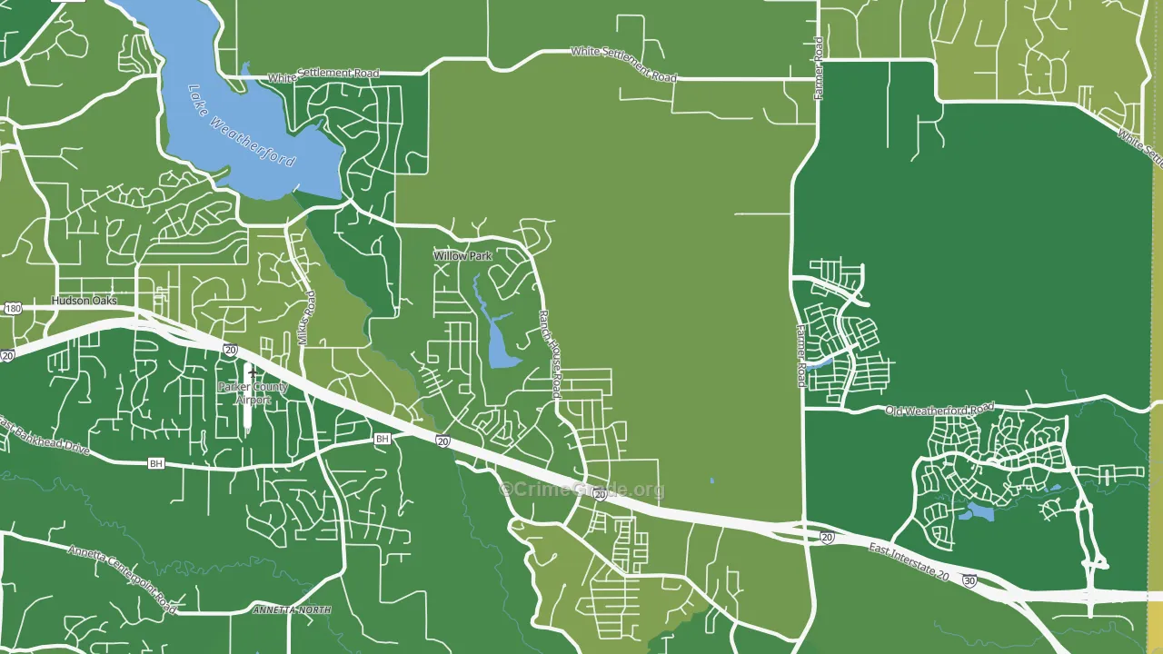 Willow Park, TX Map of Vehicle Theft Rates