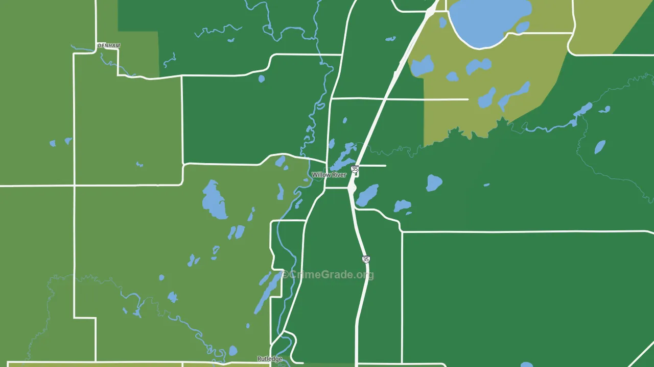 Willow River, MN Map of Vehicle Theft Rates