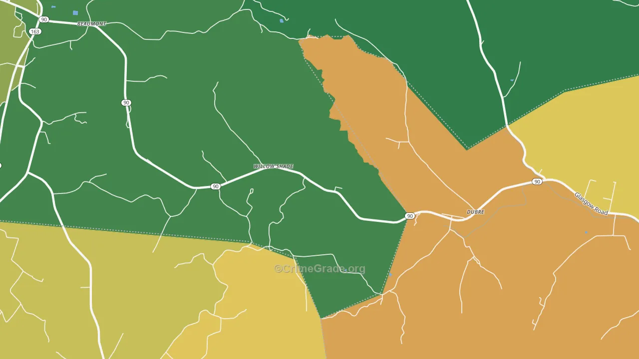 Willow Shade, KY Map of Vehicle Theft Rates