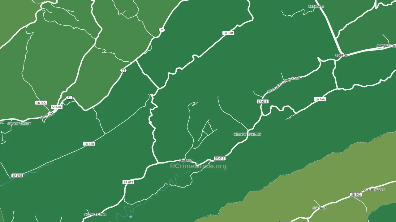 Willow Spring, VA Map of Vehicle Theft Rates