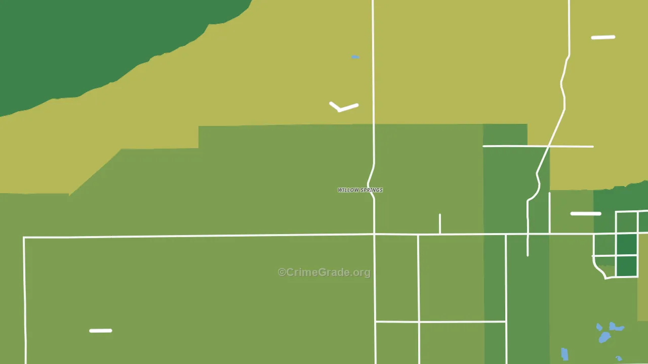 Willow Springs, CA Map of Vehicle Theft Rates