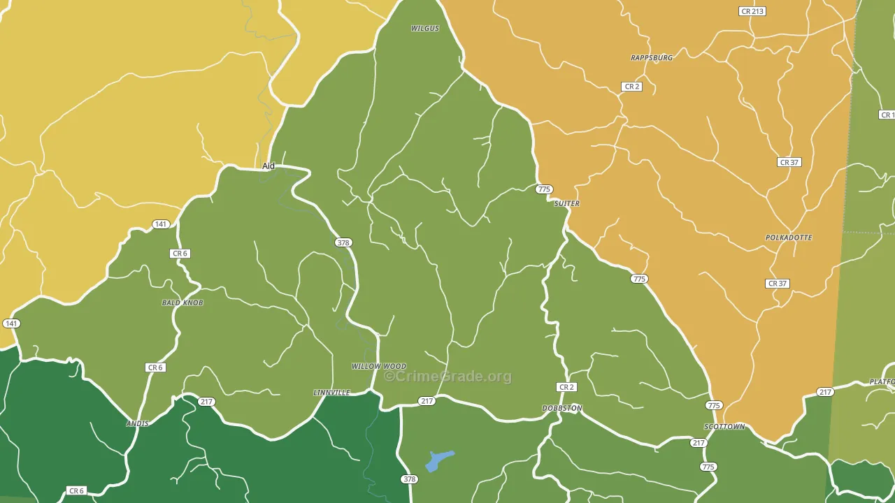 Willow Wood, OH Map of Vehicle Theft Rates