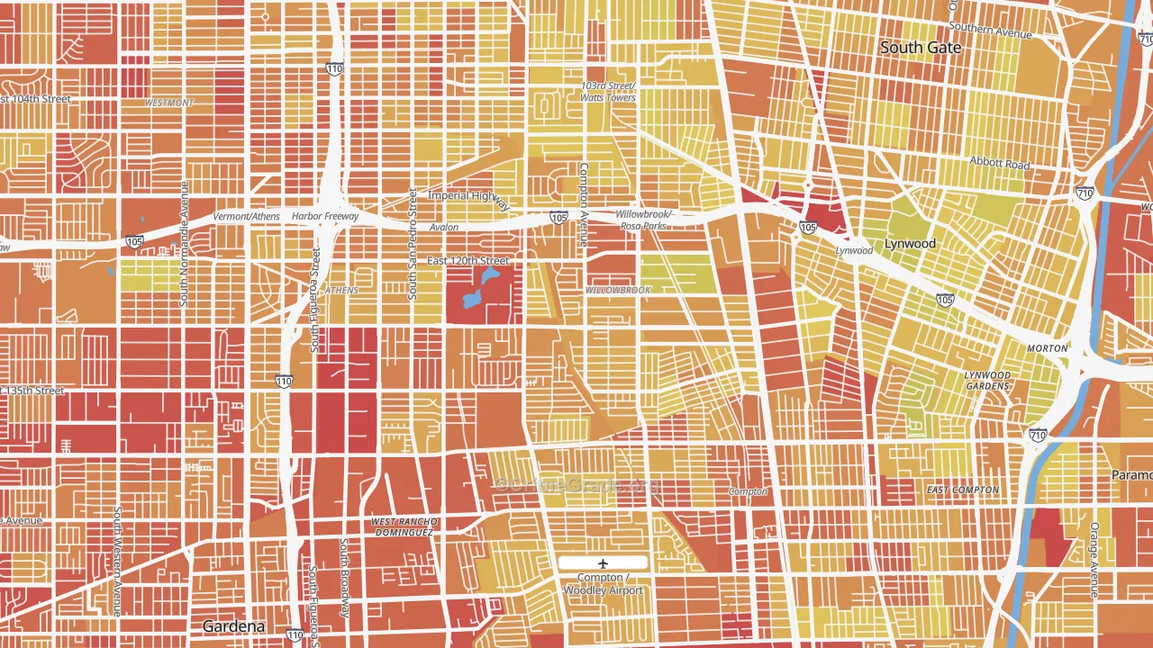 Willowbrook, CA Map of Vehicle Theft Rates
