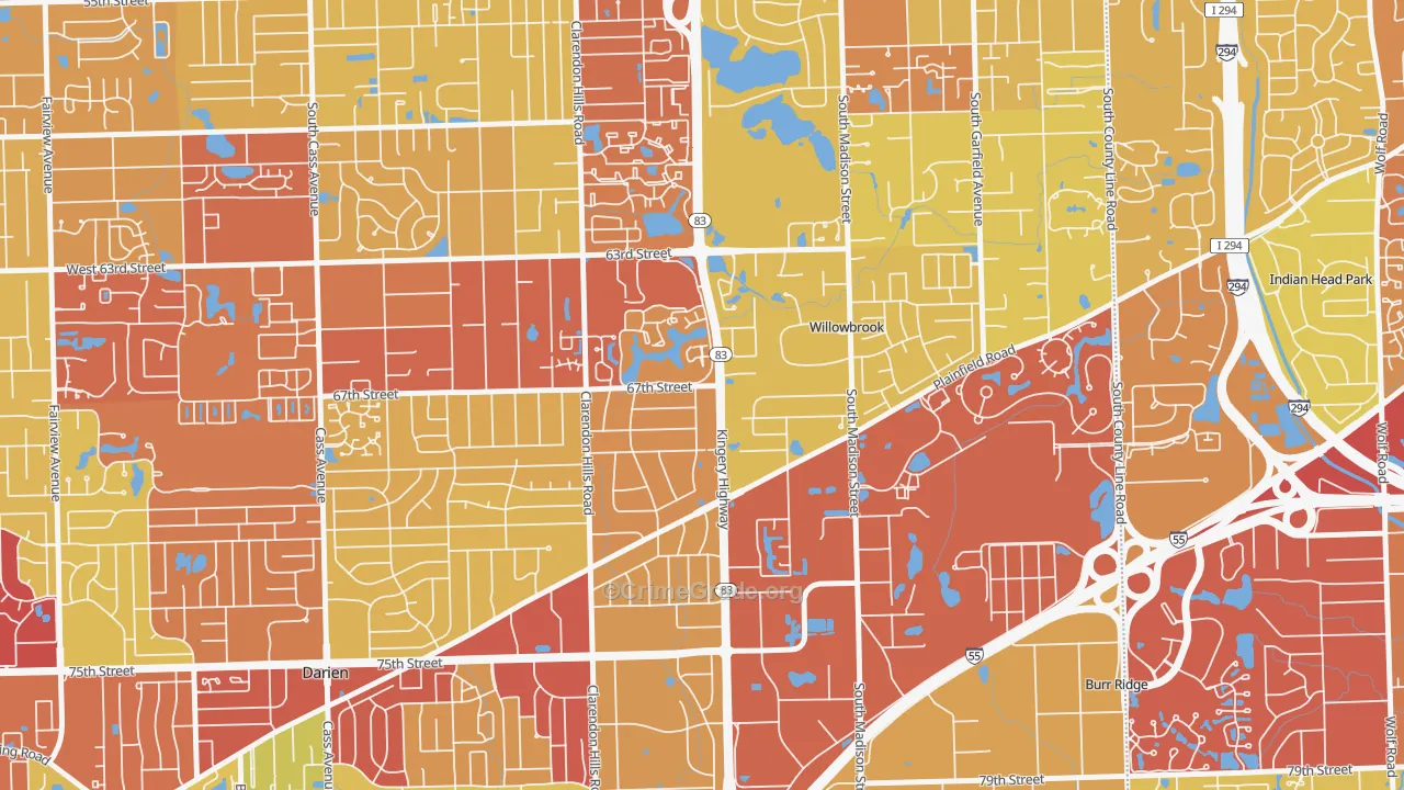 Willowbrook, IL Map of Vehicle Theft Rates
