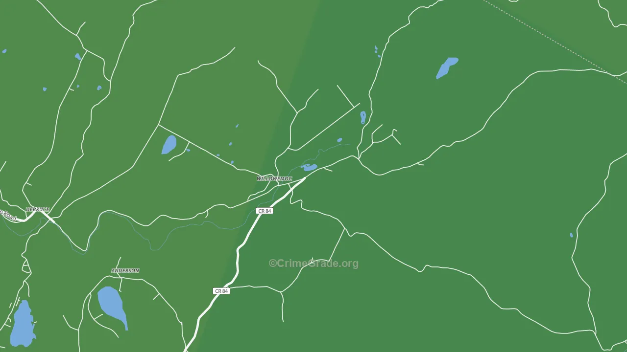 Willowemoc, NY Map of Vehicle Theft Rates