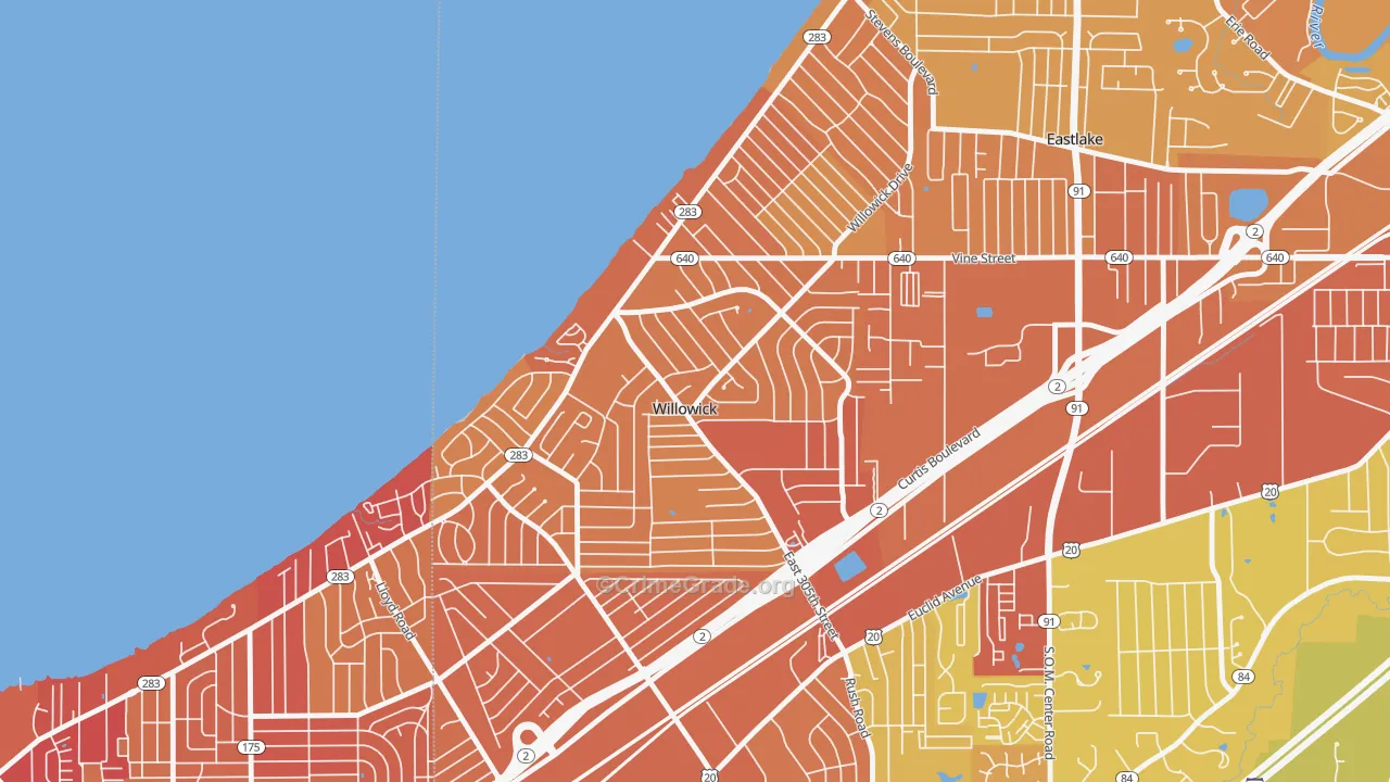 Willowick, OH Map of Vehicle Theft Rates