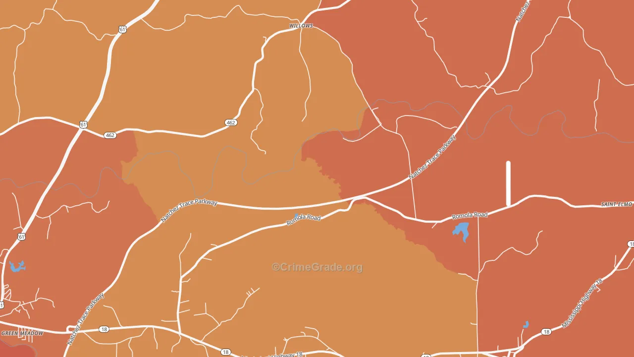 Willows, MS Map of Vehicle Theft Rates