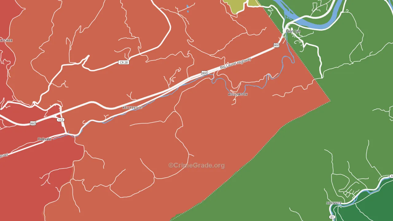 Willowton, WV Map of Vehicle Theft Rates