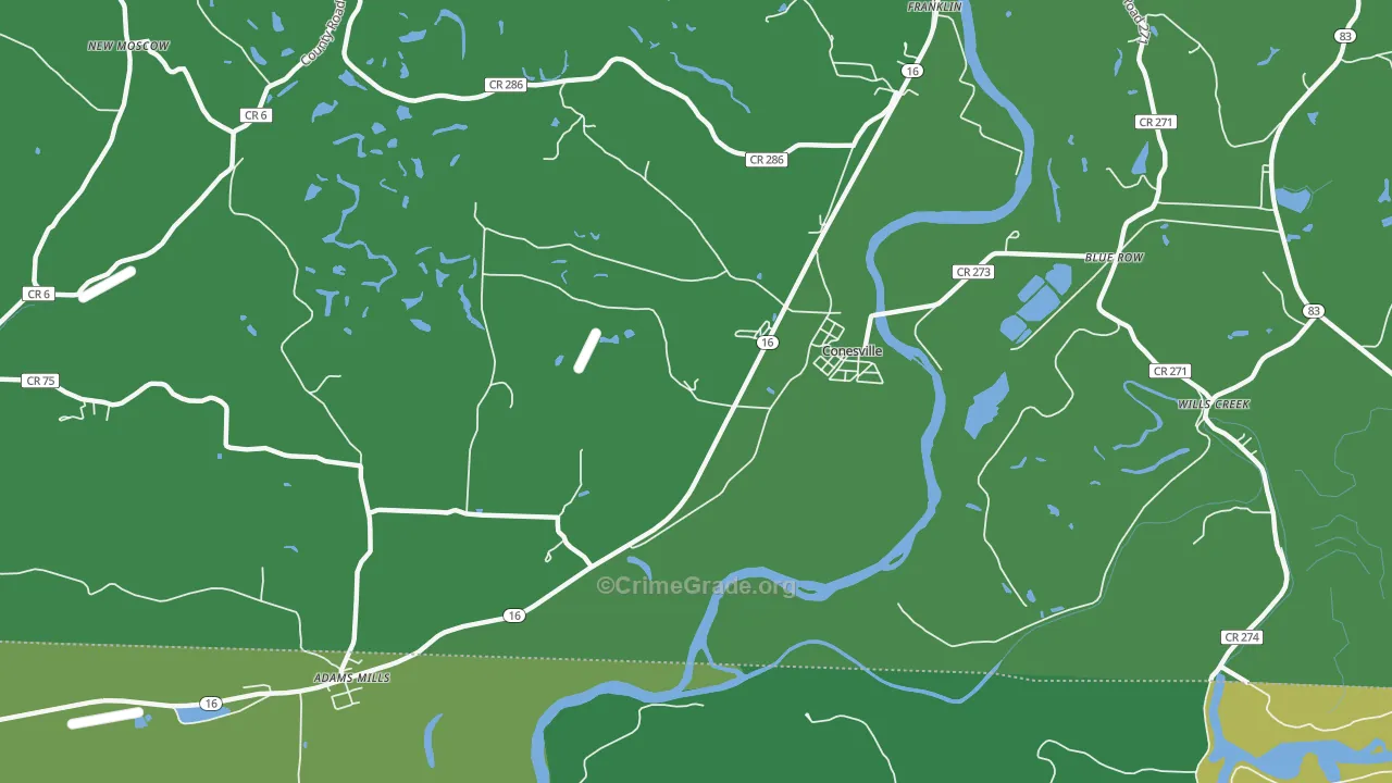 Wills Creek, OH Map of Vehicle Theft Rates