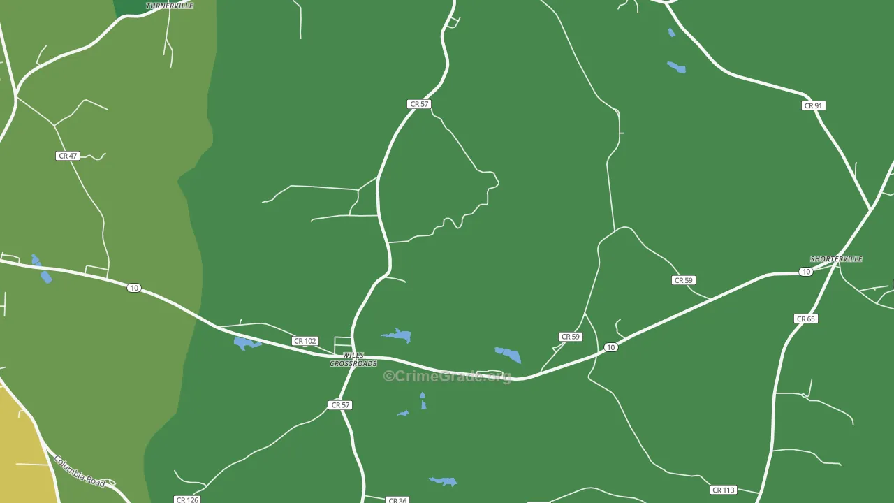 Wills Crossroads, AL Map of Vehicle Theft Rates