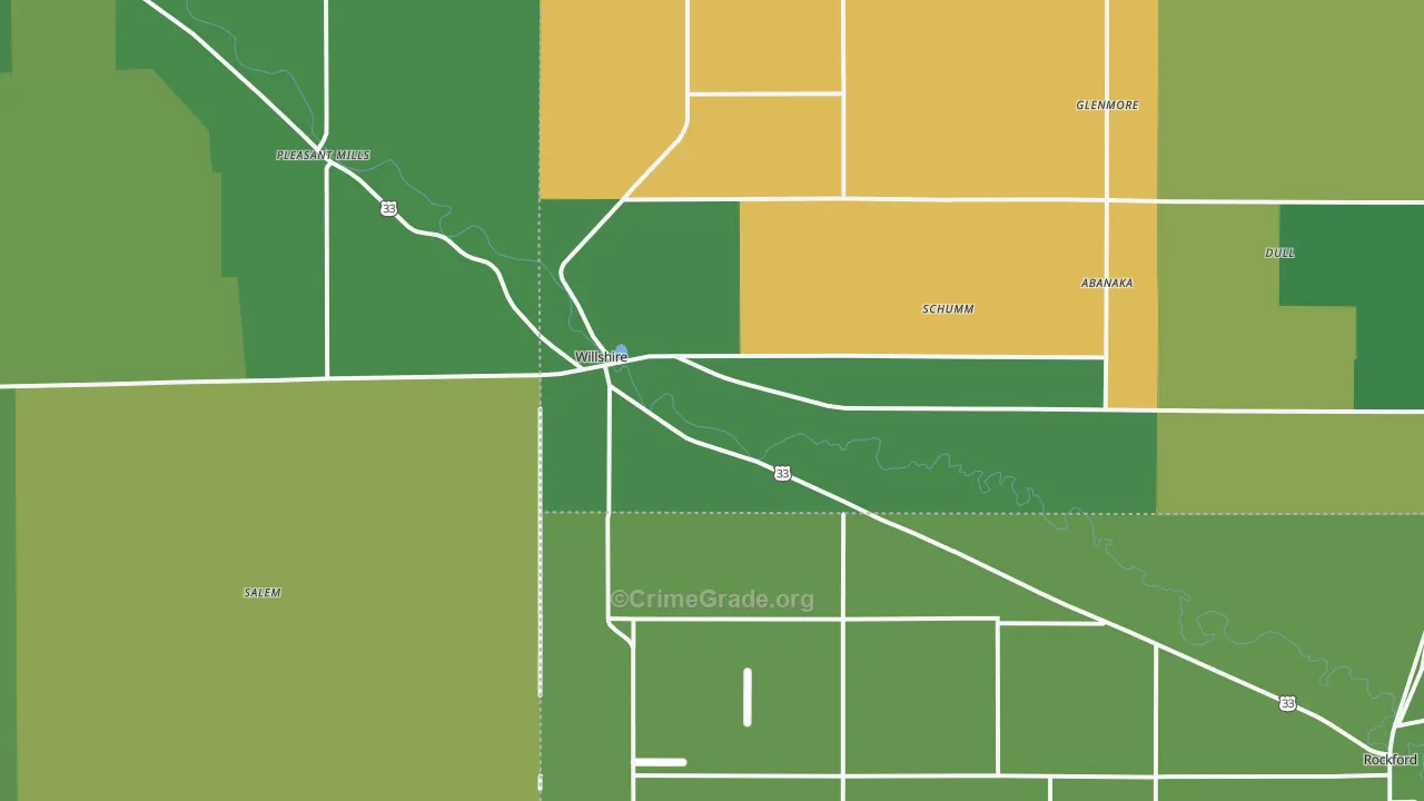 Willshire, OH Map of Vehicle Theft Rates