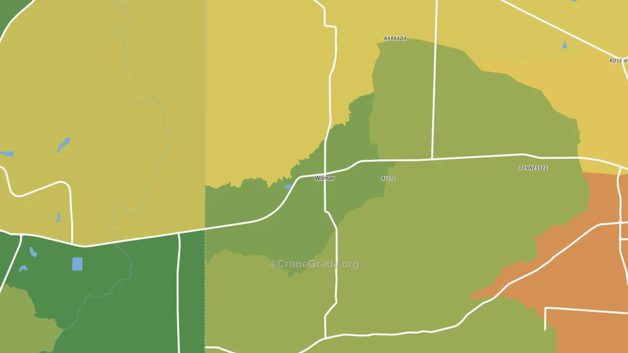 Wilmar, AR Map of Vehicle Theft Rates