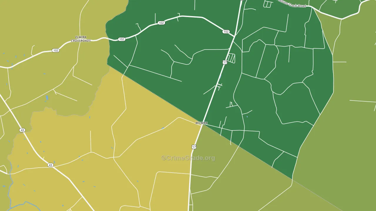 Wilmar, NC Map of Vehicle Theft Rates