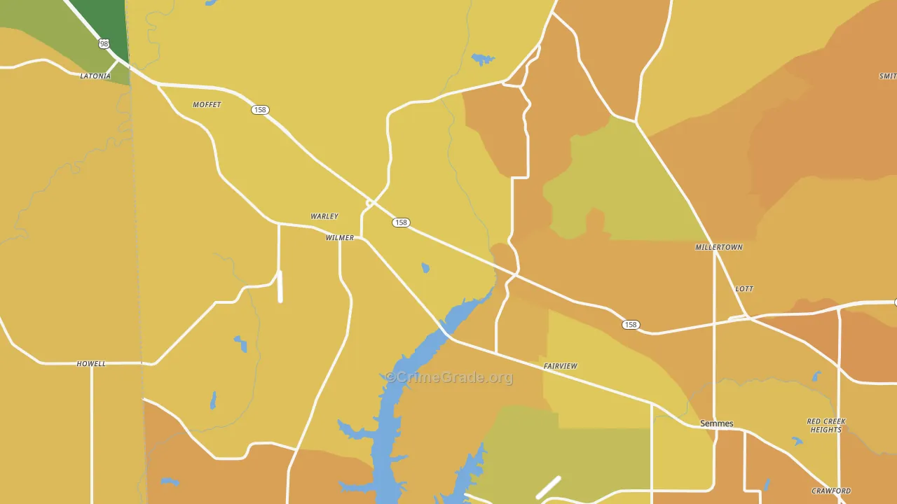 Wilmer, AL Map of Vehicle Theft Rates