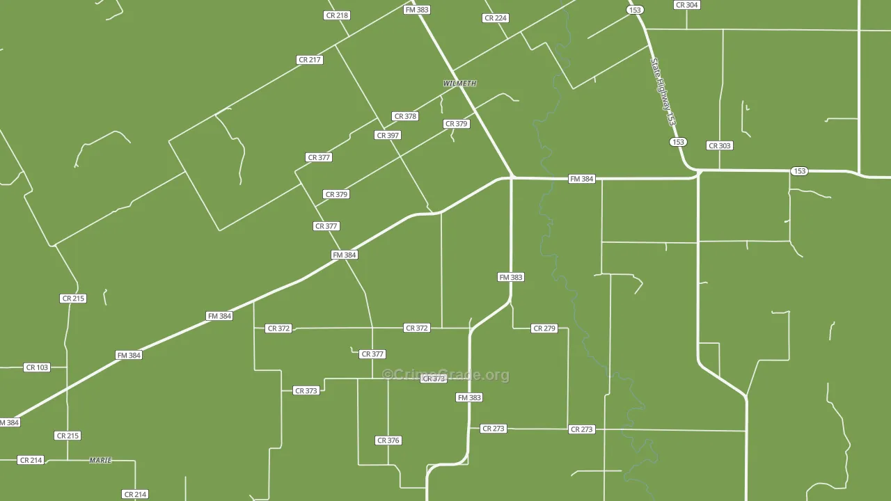 Wilmeth, TX Map of Vehicle Theft Rates