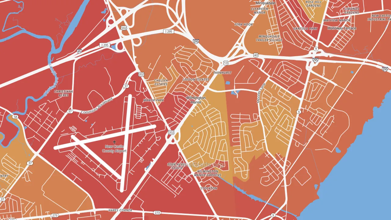 Wilmington Manor, DE Map of Vehicle Theft Rates