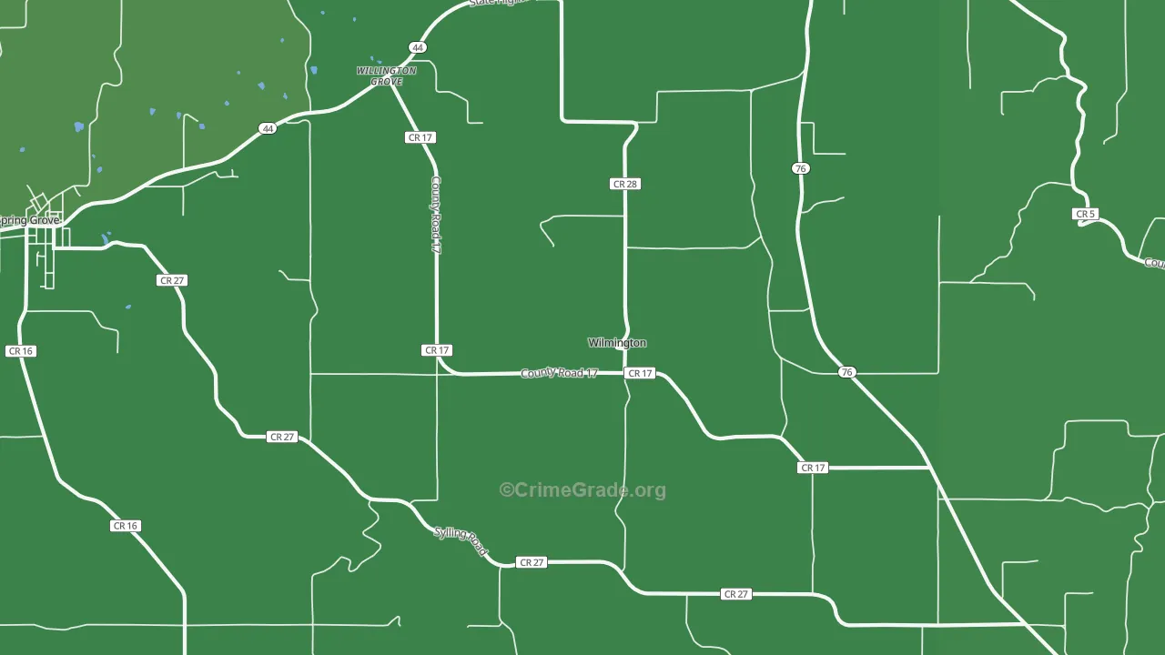 Wilmington, MN Map of Vehicle Theft Rates