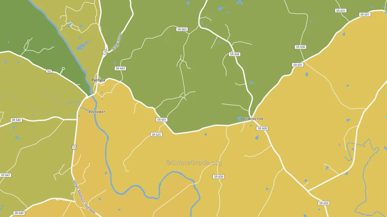 Wilmington, VA Map of Vehicle Theft Rates