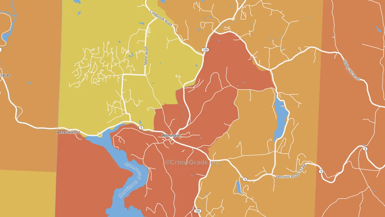 Wilmington, VT Map of Vehicle Theft Rates