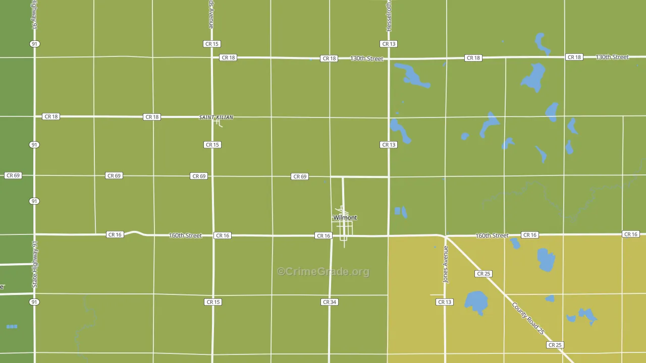 Wilmont, MN Map of Vehicle Theft Rates