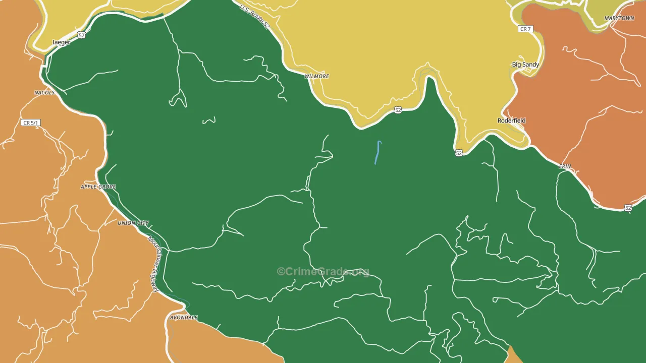 Wilmore, WV Map of Vehicle Theft Rates