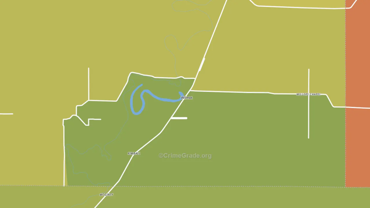 Wilmot, AR Map of Vehicle Theft Rates