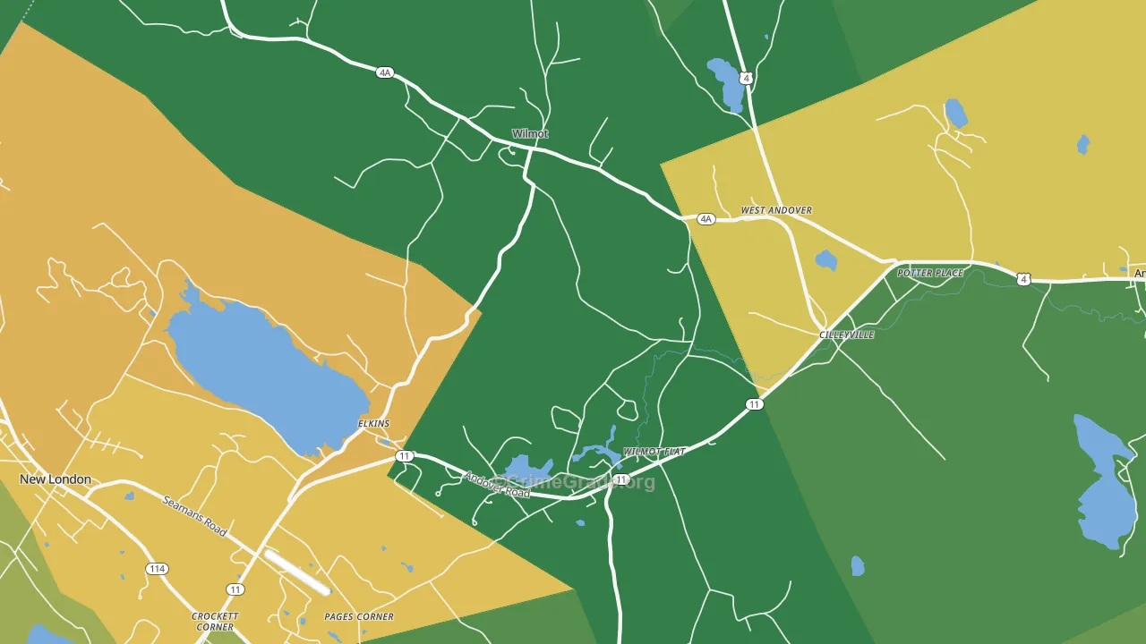 Wilmot, NH Map of Vehicle Theft Rates