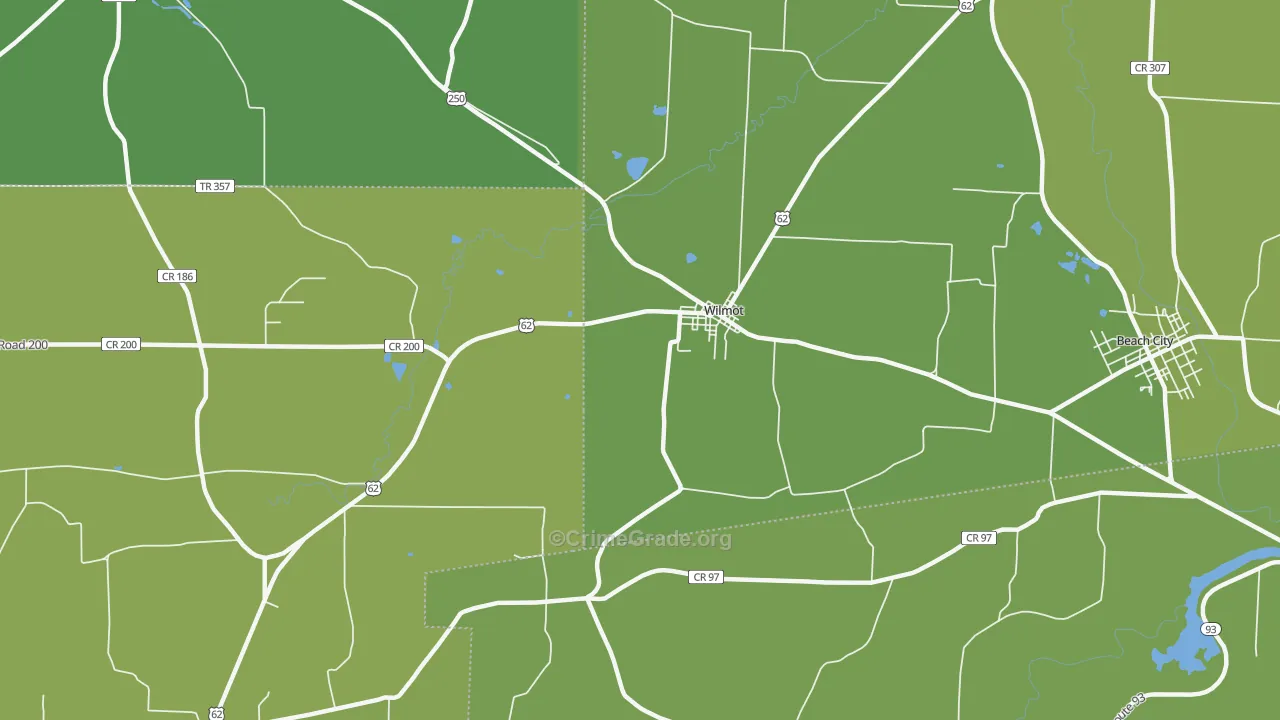 Wilmot, OH Map of Vehicle Theft Rates