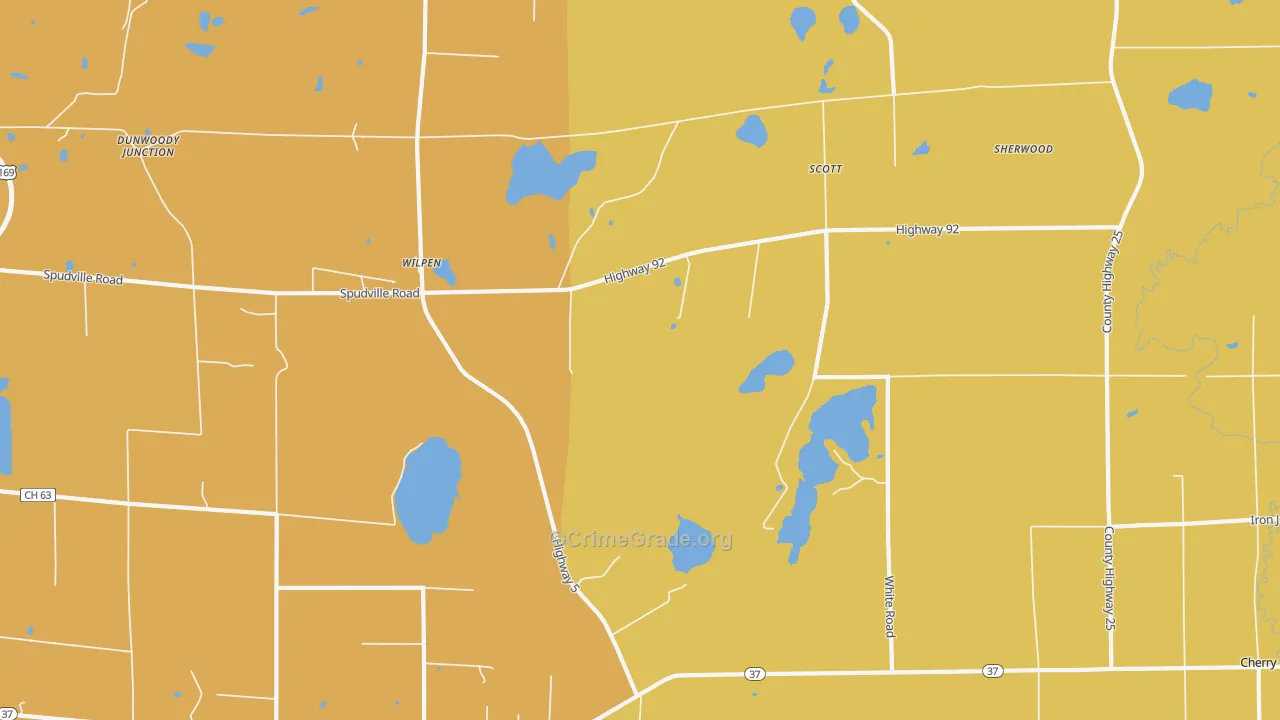 Wilpen, MN Map of Vehicle Theft Rates