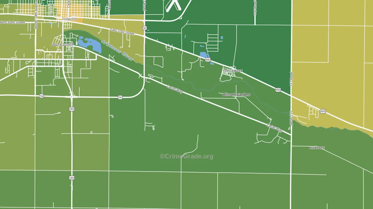 Wilroads Gardens, KS Map of Vehicle Theft Rates