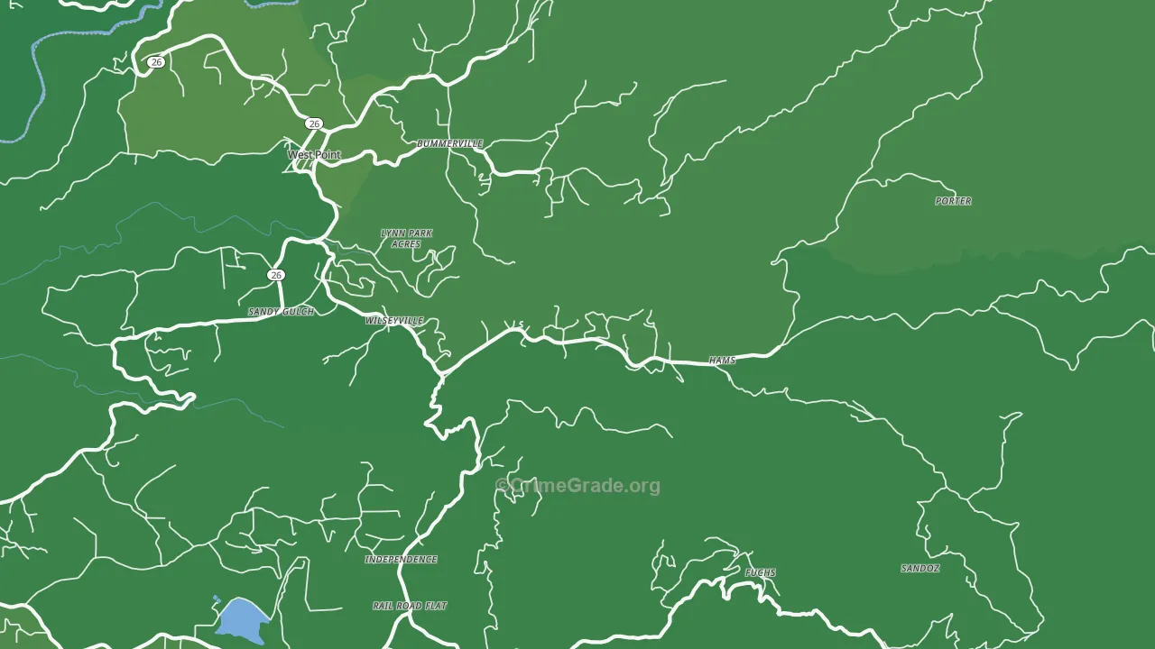 Wilseyville, CA Map of Vehicle Theft Rates