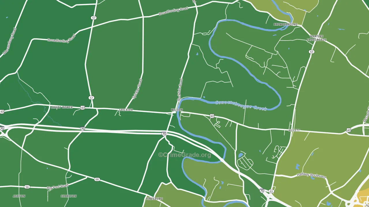 Wilson-Conococheague, MD Map of Vehicle Theft Rates