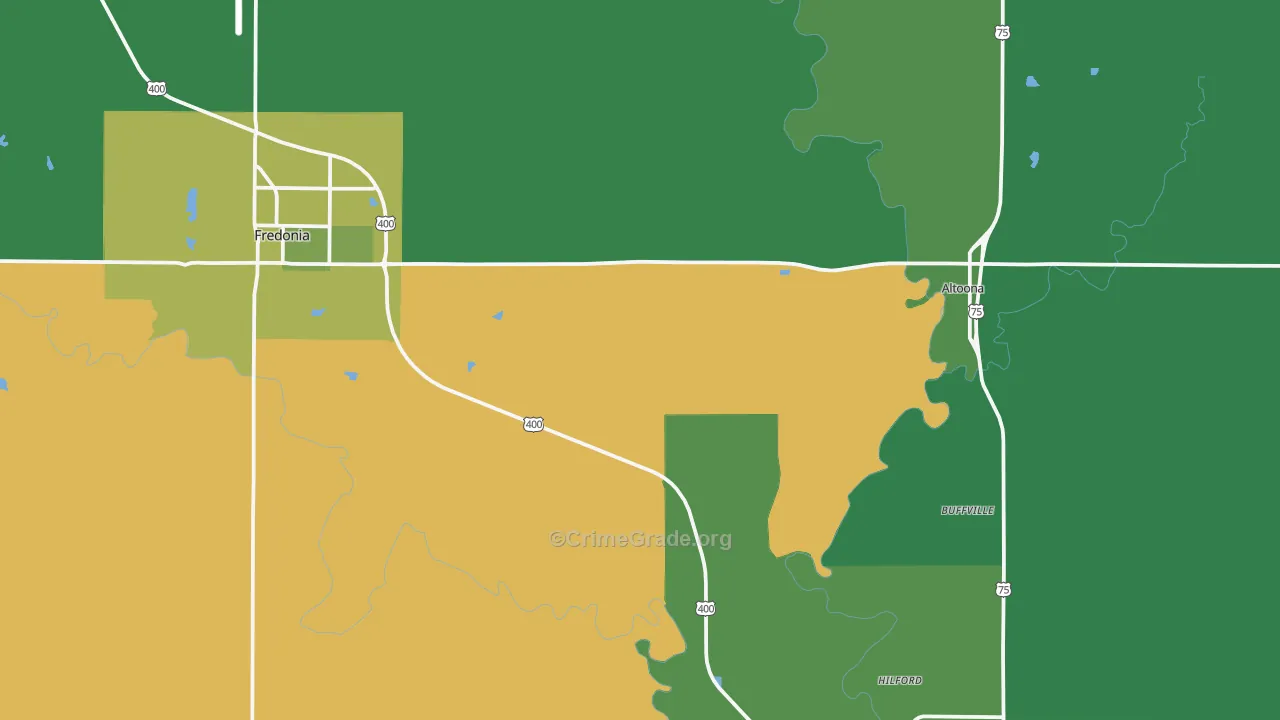 Wilson County, KS Map of Vehicle Theft Rates