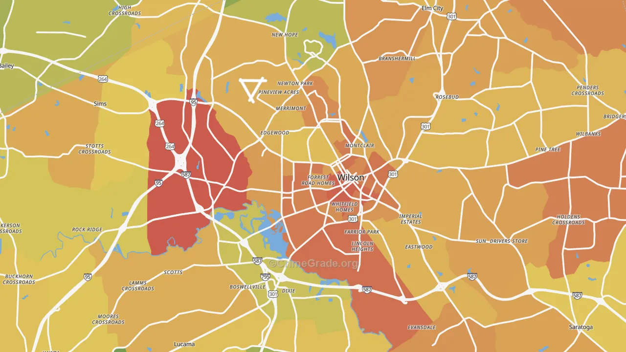 Wilson County, NC Map of Vehicle Theft Rates