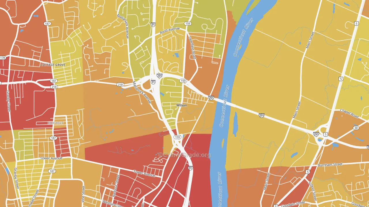 Wilson, CT Map of Vehicle Theft Rates