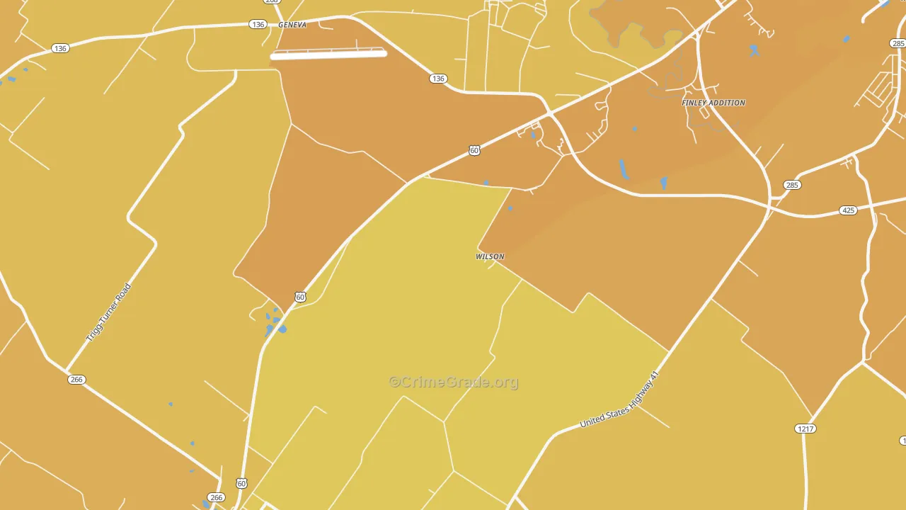 Wilson, KY Map of Vehicle Theft Rates