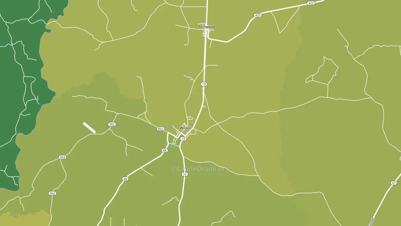 Wilson, LA Map of Vehicle Theft Rates