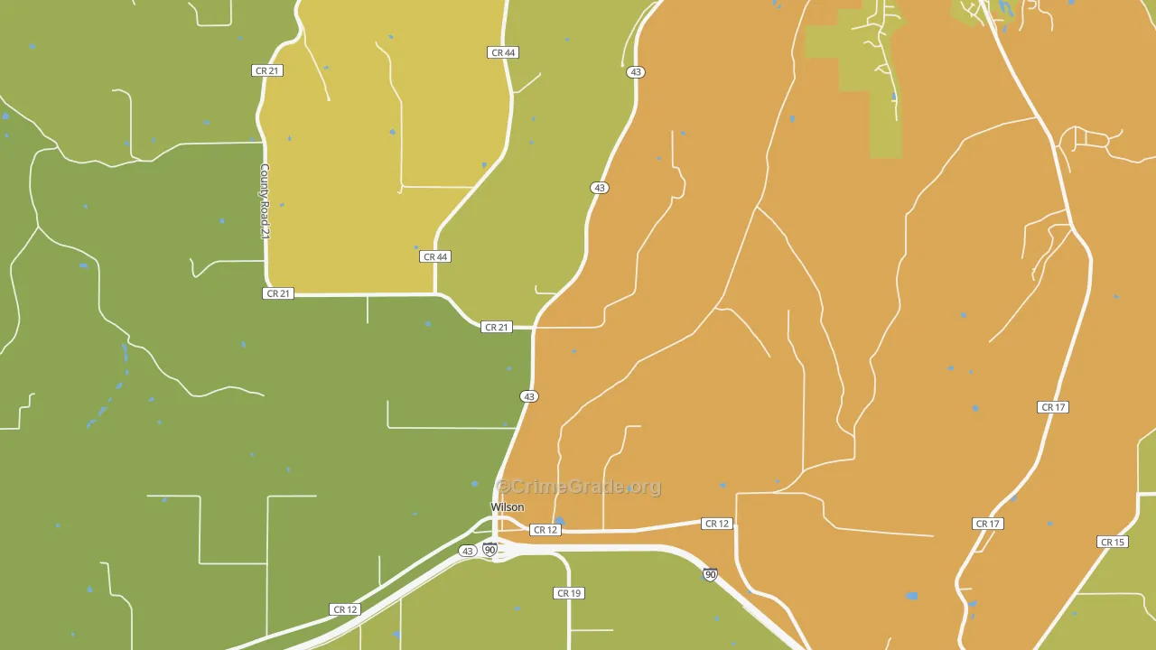 Wilson, MN Map of Vehicle Theft Rates