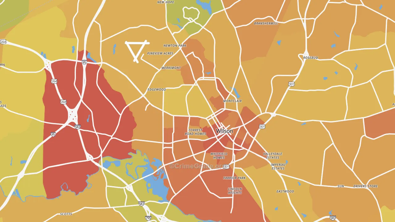 Wilson, NC Map of Vehicle Theft Rates