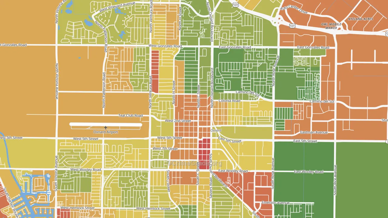 Wilson, Oxnard, CA Map of Vehicle Theft Rates