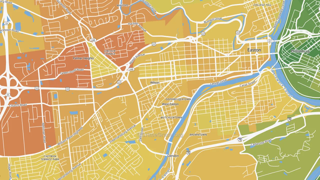 Wilson, PA Map of Vehicle Theft Rates