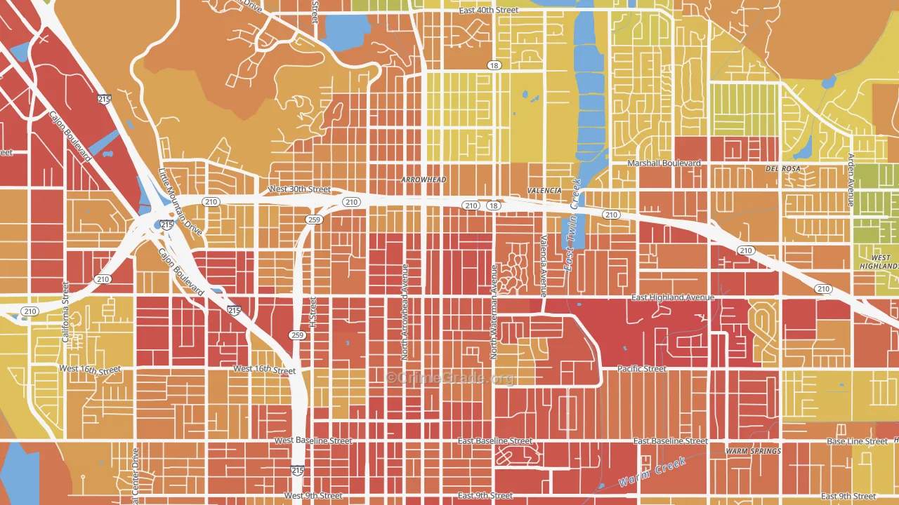 Wilson-Riverside, San Bernardino, CA Map of Vehicle Theft Rates