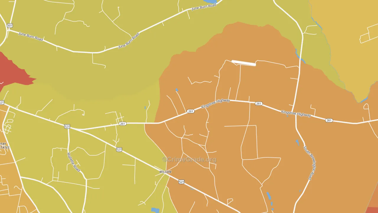 Wilson, SC Map of Vehicle Theft Rates