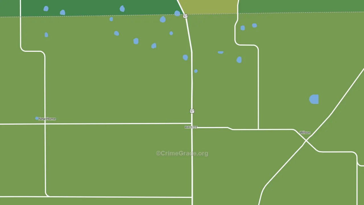 Wilson, TX Map of Vehicle Theft Rates