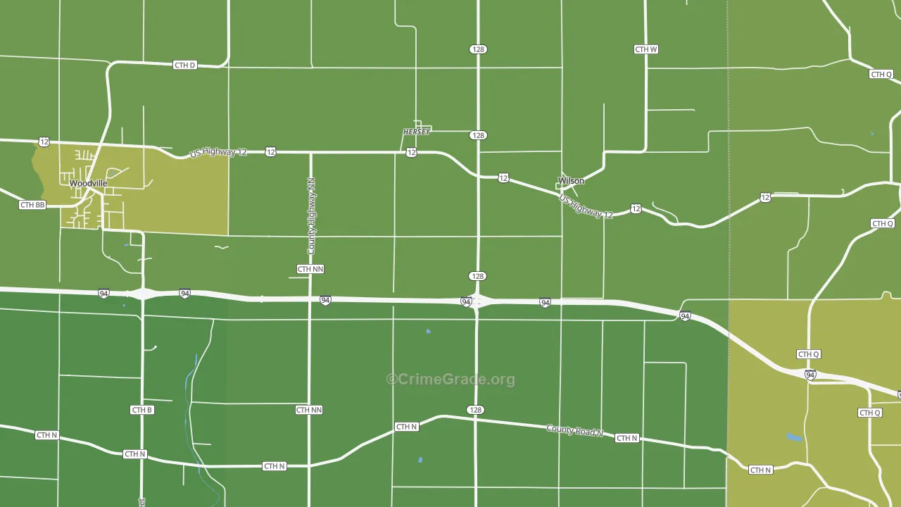 Wilson, WI Map of Vehicle Theft Rates