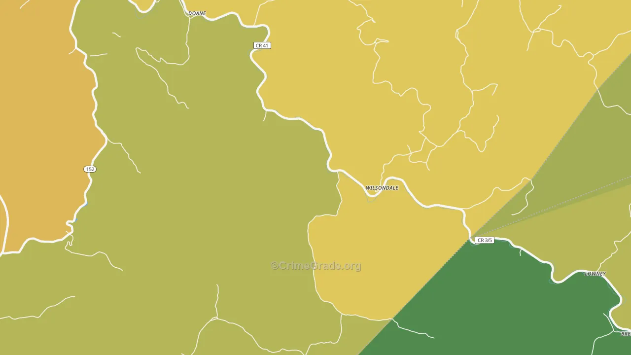 Wilsondale, WV Map of Vehicle Theft Rates