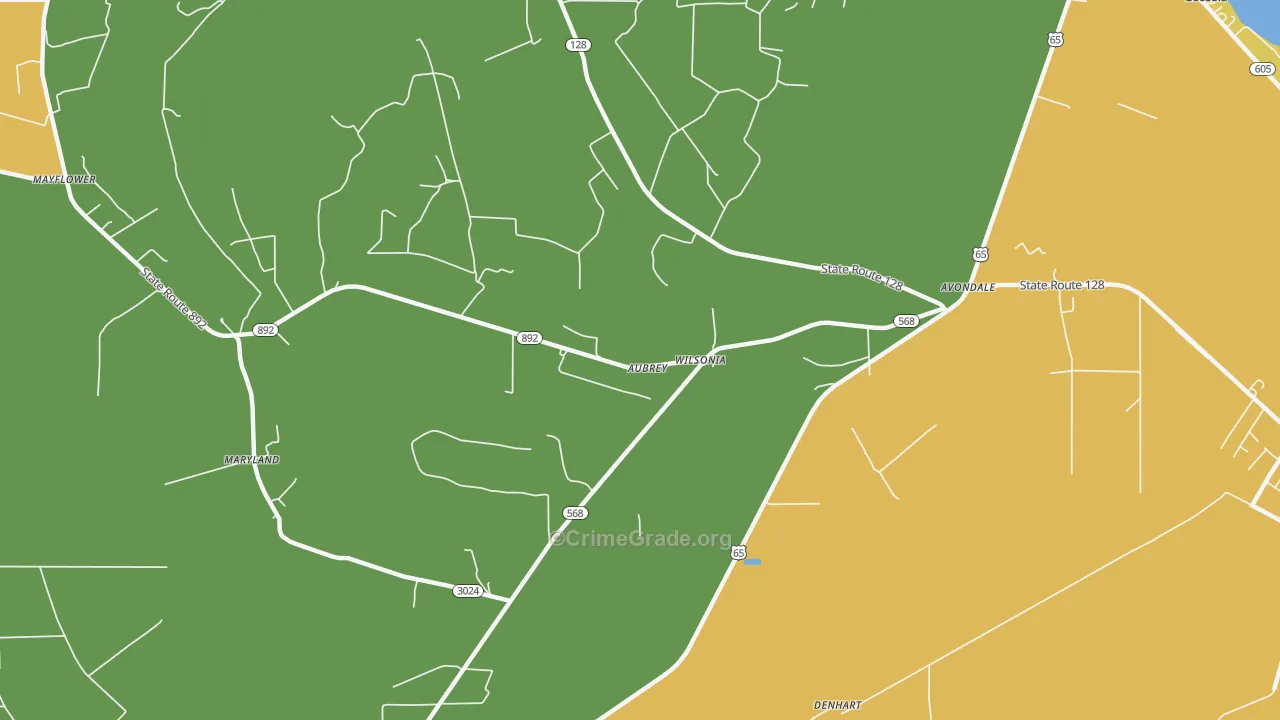 Wilsonia, LA Map of Vehicle Theft Rates